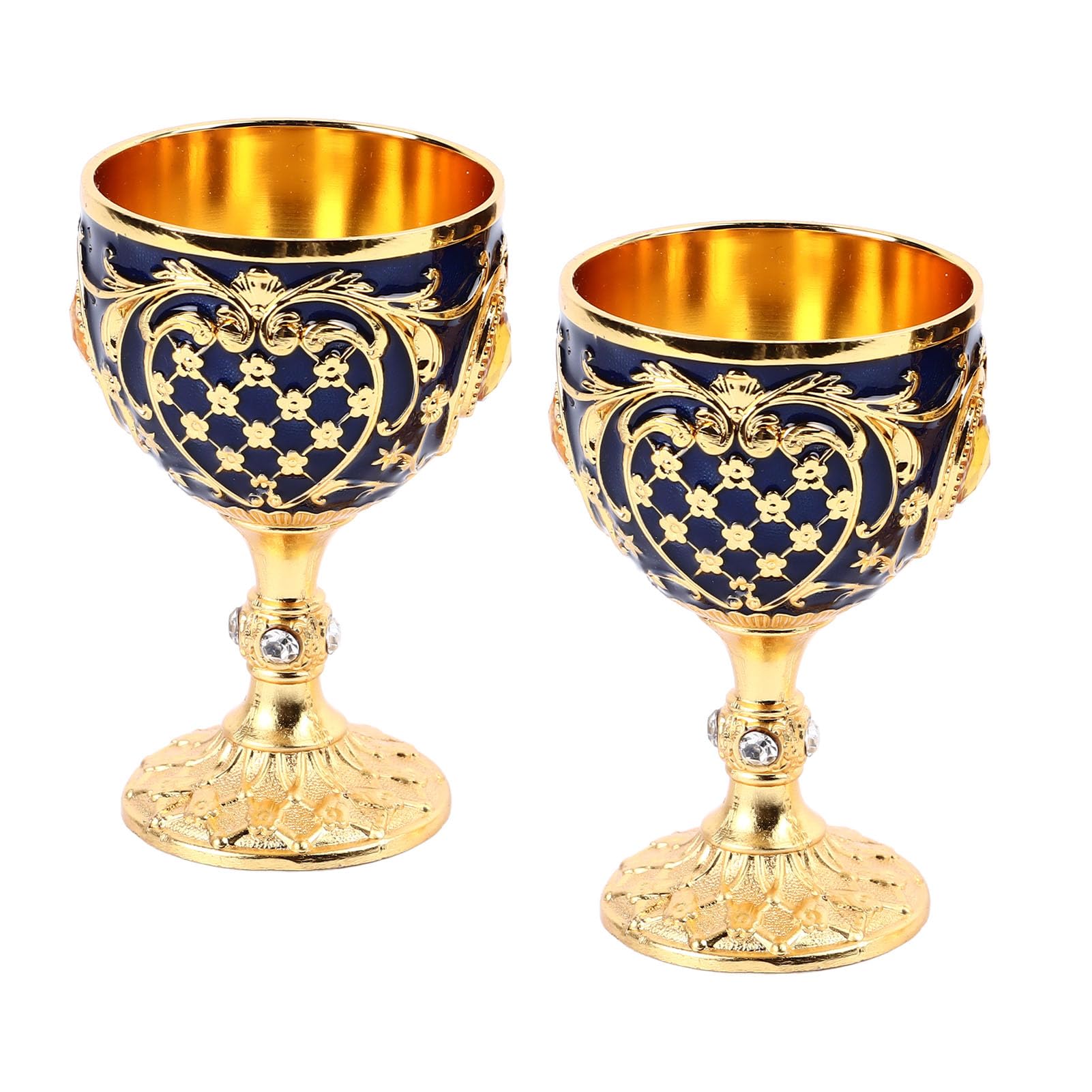 Amazon | レトロな金属製の脚付きグラス、2個の装飾的な飛散防止